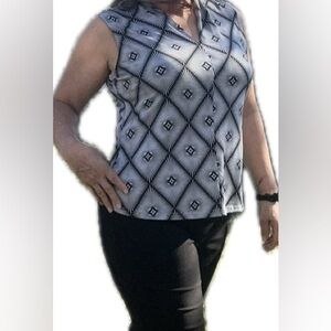 Carolyn Taylor Monochrome Starburst Blouse size L.